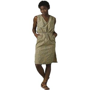 PrAna Eco Tropics Cabana Straw Olive Green and Blue Organic Cotton Dress Size S